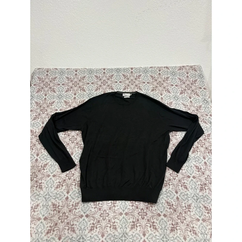 Peter Millar Crown Soft Sweater Mens Large Black Cotton Silk Crewneck Knit L